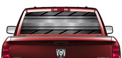 ABSTRACT METAL PICK-UP TRUCK BACK WINDOW GRAPHIC DECAL PERFORATED VINYL