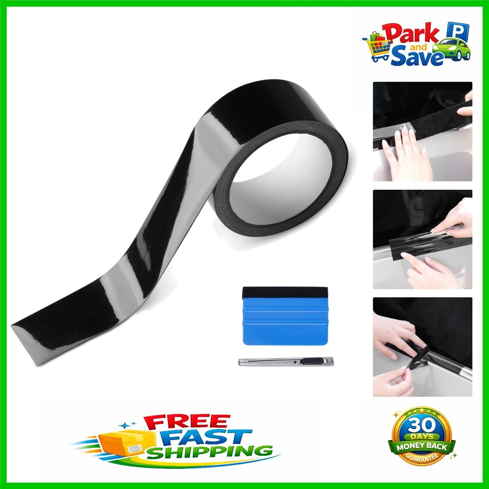2in x 30ft High Gloss Black Vinyl Wrap Kit for Vehicle Trim – Protection
