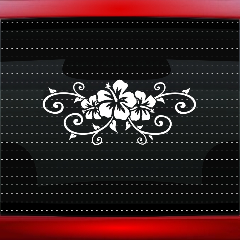 Hibiscus #18 Hawaiian Flower Cute Car Decal Window Sticker Plumeria (20 COLORS!)