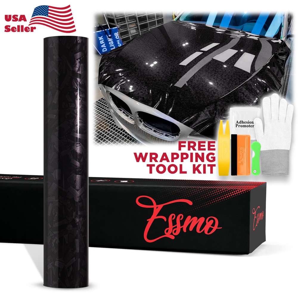 ESSMO PET Marble Forged Gloss Carbon Fiber Black Car Vehicle Vinyl Wrap Decal