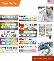 10 Pcs Bumper Decals Funny LGBT Stickers Rainbow Bumper Prank Car Stickers Co…