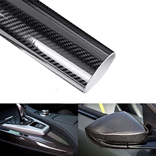 Black 6D Carbon Fiber Vinyl Wrap Roll 1ft x 10ft, Lypumso Super Glossy Car