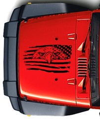 Eagle USA Flag Hood Door Vinyl Decal Racing Stripes (Fits Jeep Cars Trucks)
