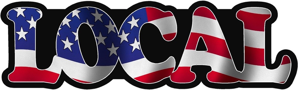 LOCAL American US USA Waving Flag Vinyl Hard Hart Sticker Decal VAR