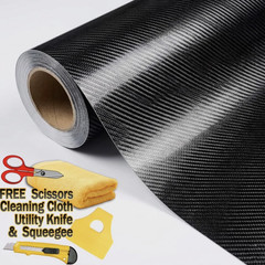 120″ x 60″ 4D Gloss Black Carbon Fiber Vinyl Wrap Film Bubble Free Air Release