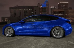 PET Damascus Steel Forged Gloss Royal Blue Car Vinyl Wrap Decal Sticker Film
