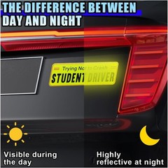 Magnetic Student Driver Sign – 2 PCS Reflective Warning Stickers for New Drivers