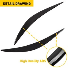 2-20X Headlight Eyelid Eyebrows Eye Lid Brow Gloss Black For Infiniti Q50 14-21