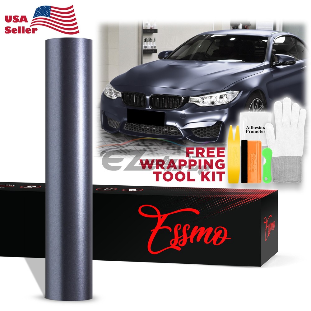ESSMO PET Pearl Metallic Charcoal Gray Auto Vinyl Wrap Film Decal Sticker Sheet