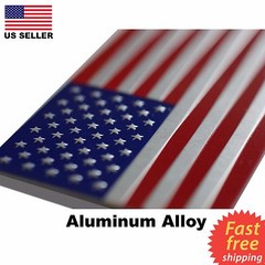 ALUMINUM US Flag Sticker 3D Emblem Decal Patriotic Auto, Car, Truck 3.15″x1.75″