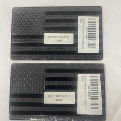 2pk-LFPartS USA Embossed Stainless Steel Metal Flag for Cars, Trucks Black 5″x3″