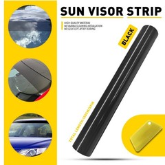 Glossy Black Windshield Sun Visor Vinyl Banner Blank Sticker Cover 10″ *60inch