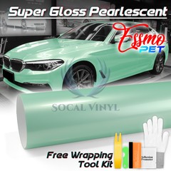 PET Super Gloss Pearlescent Emerald White Car Vehicle Vinyl Wrap Decal Sticker