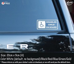 Disabled Child On Board Sticker Decal-Reflective/Metallic Color Car Decal Gifts