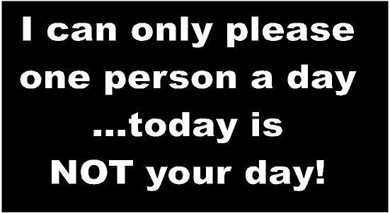 WHITE Vinyl Decal – I can only please one person a day attitude fun sticker