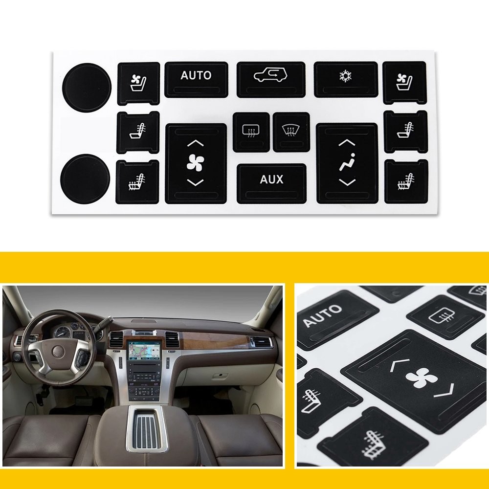 Set Fits Cadillac 2007-2014 Escalade A/C Climate Decal Button Repair Sticker Kit