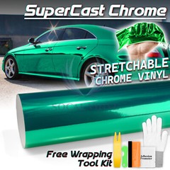 Supercast Chrome Teal Car Vinyl Wrap Decal Sticker Bubble Free Sheet Film DIY