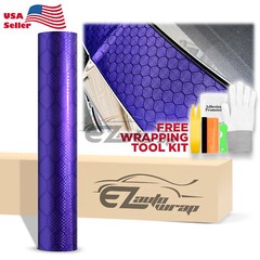 Honeycomb Carbon Fiber Satin Royal Purple Hex Car Sticker Decal Vinyl Wrap Sheet