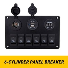 1/2Set 6 Gang Rocker Switch Blue Panel LED Circuit Breaker Waterproof Car Marine