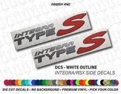 Type S DC5 Decal Badge Emblem Set for Honda Integra Acura RSX – WHITE OUTLINE x2