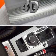 12″ x 60″ Premium Gloss Silver Carbon Fiber 4D Vinyl Film Wrap Air Bubble Free