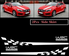 2 pcs WRC Racing Plaid Side Door Fender White Stripes Stickers for Race Car SUV
