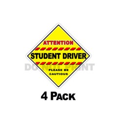 Attention Student Driver – Please be Cautious – Decals DIAGONAL Stickers 4″