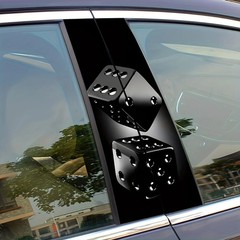 1Pair Black Dice Car Stickers Self-Adhesive B-Pillar Decals Scratch-Resistant