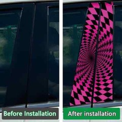 2X Creative Black Space Car Door B Pillar Decals Center Column Sticker