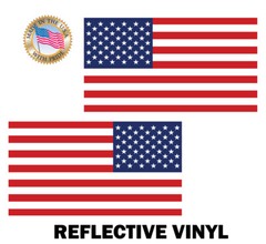 2x REFLECTIVE 3M USA American Flag Decal Stickers Exterior Various Sizes US made
