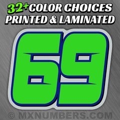 3 Motorcycle Number Plate Race Color Decals Sticker MX ATV SX BMX Dirt Bike Kart