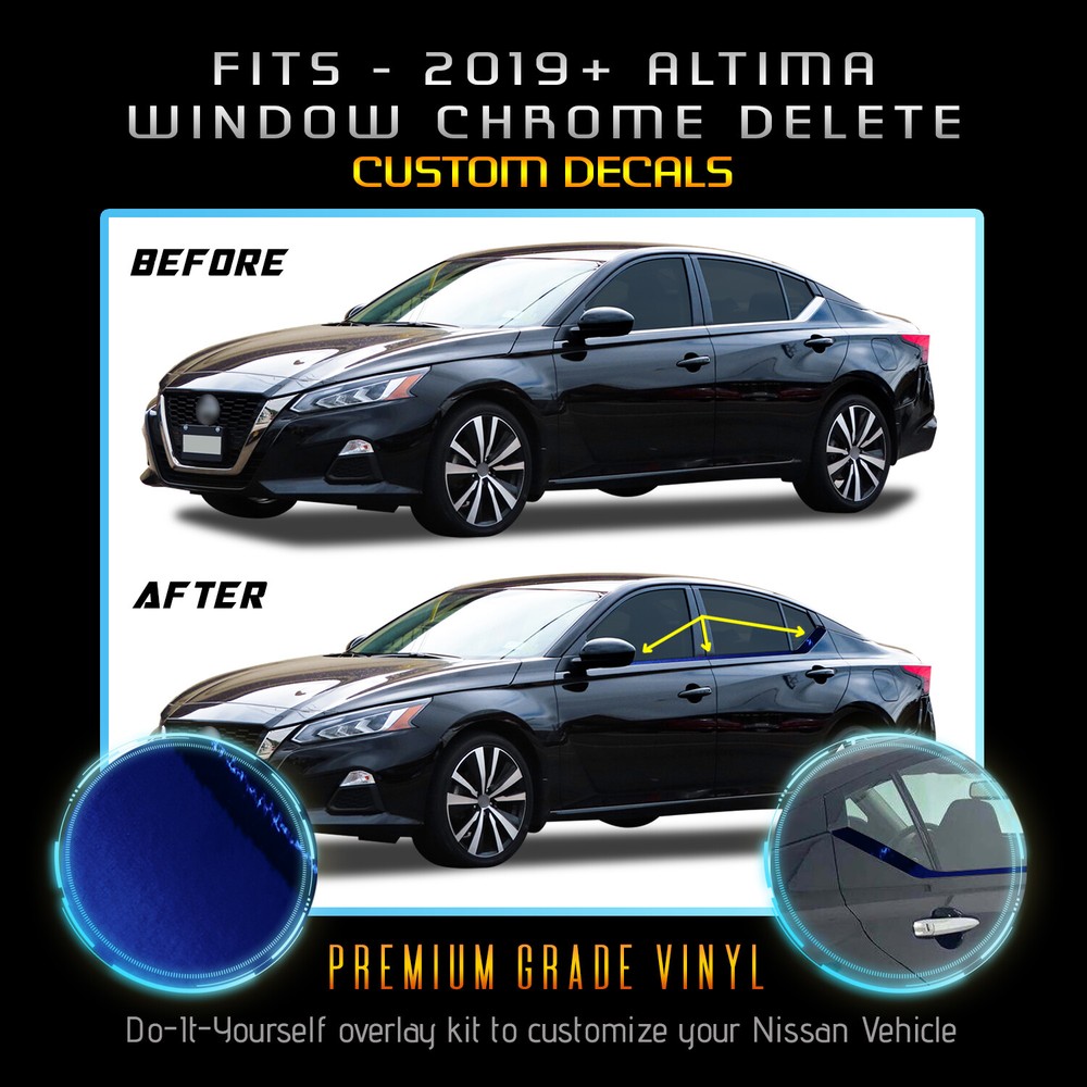 For 2019-2020 Nissan Altima Window Precut Chrome Delete Kit – Chrome Mirror