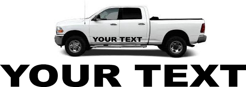 Pick up Truck side bed Decals Graphics Compatible Dodge Chevy Ford Custom text