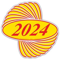 EZ-Line Car Dealer Oval Model Year Stickers Large Windshield Stickers Red Yellow