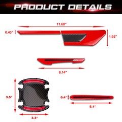 12PCS Rearview Mirror Side Door Handle Red Reflective Warning Safety Sticker Set