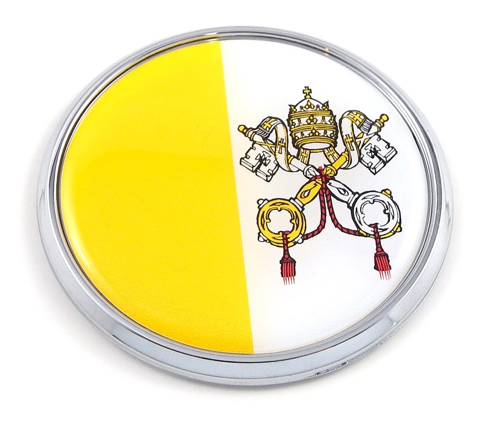 Vatican Flag 2.75″ Car Chrome Round Emblem Decal 3D badge
