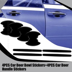 8Pcs Glossy Black Car Door Handle Bowl Anti-scratch Sticker Protector Cover