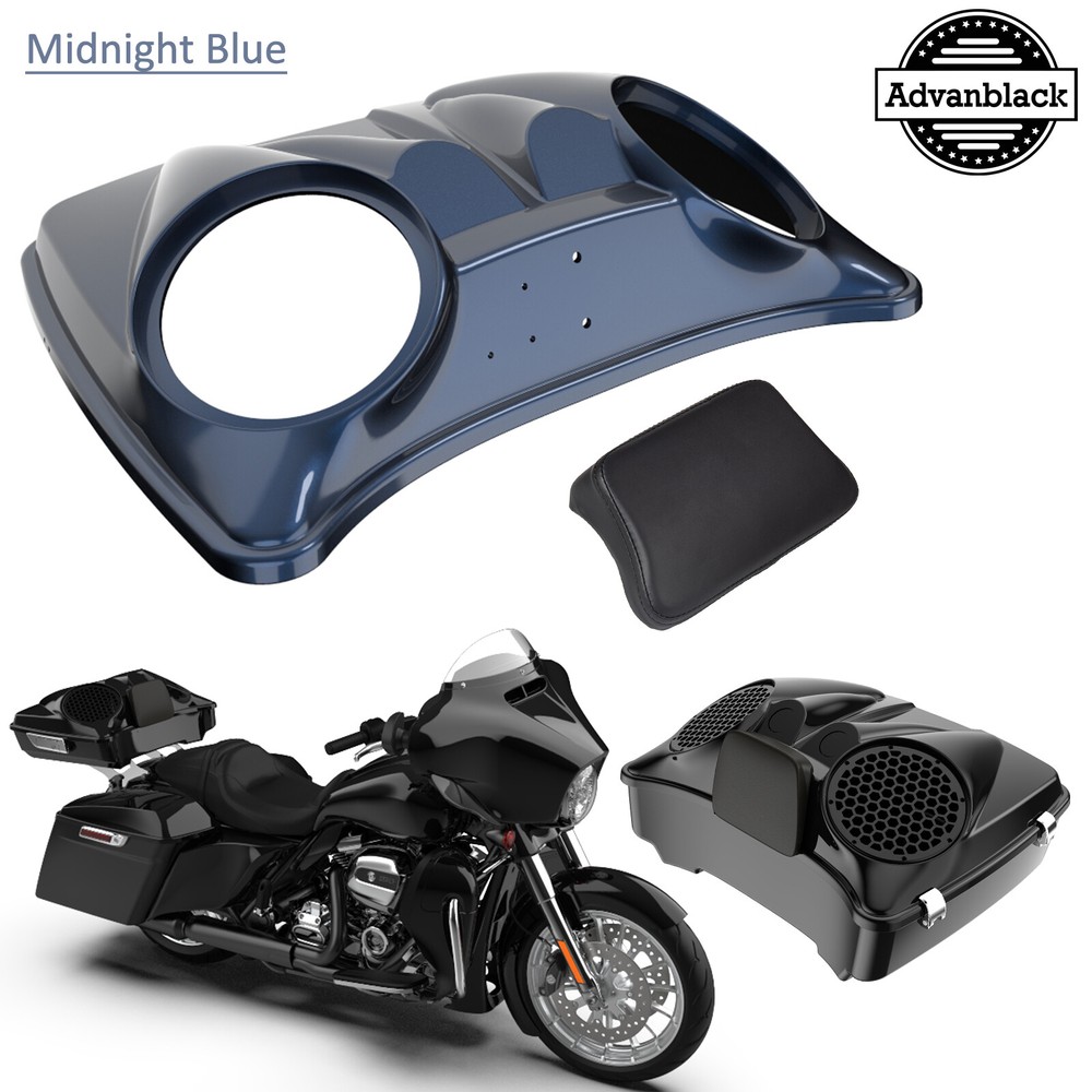 Midnight Blue 8” Speaker Lids For Advanblack/Harley Chopped Tour Pack
