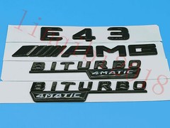 Gloss Black Flat ” E43 AMG BITURBO ” Trunk Embl Badge Sticker for Mercedes Benz