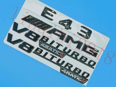 Gloss Black Flat “E43 AMG V8 BITURBO” Trunk Embl Badge Sticker for Mercedes Benz