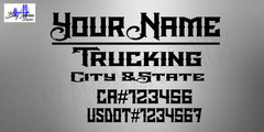TRAILER TRUCK DOOR DECALS CUSTOM TEXT Gothic Style /ONE COLOR OUTDOOR VINYL X2
