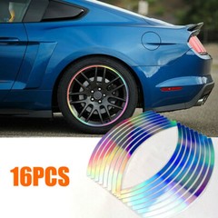 16pcs Reflective Laser Sticker Wheel Hub Rim Stripe Tape Decal Car Accessories