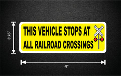 (2) This Vehicle Stops at All Railroad Crossings DOT Safety Decal Sticker p197