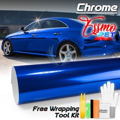 ESSMO PET Chrome Royal Blue Stretch Car Vehicle Vinyl Wrap Decal Sticker Sheet