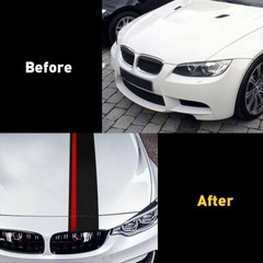 Universal Car Rally Racing Stripes Front Hood 5D Carbon Fiber Decal Wrap Sticker