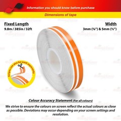 9/16″ Vinyl Pinstriping PinStripe Car Styling Double Tape Sticker 15mm ORANGE