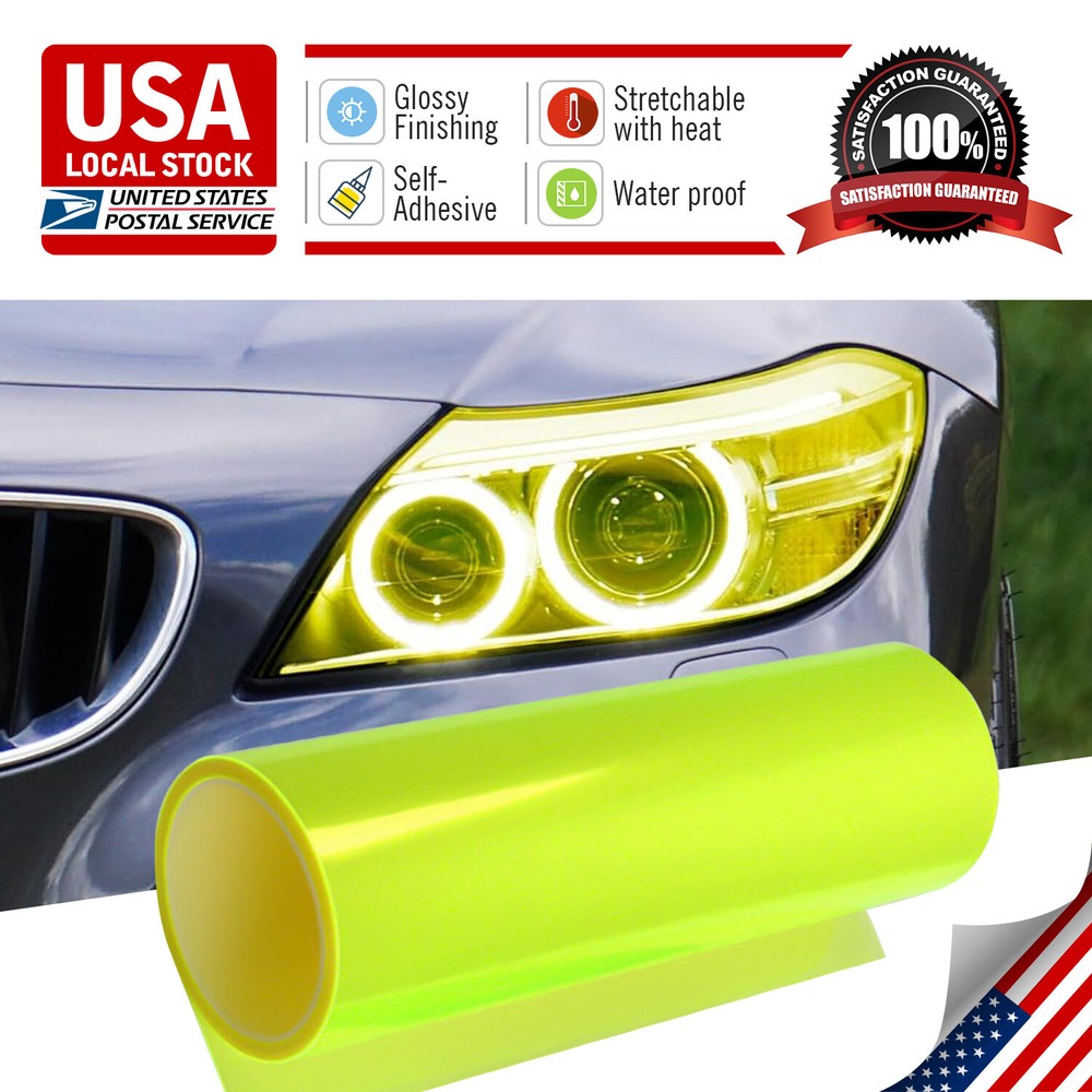 Neon Yellow Gloss Light Headlight Taillight Fog Light Tint Film Vinyl Sticker