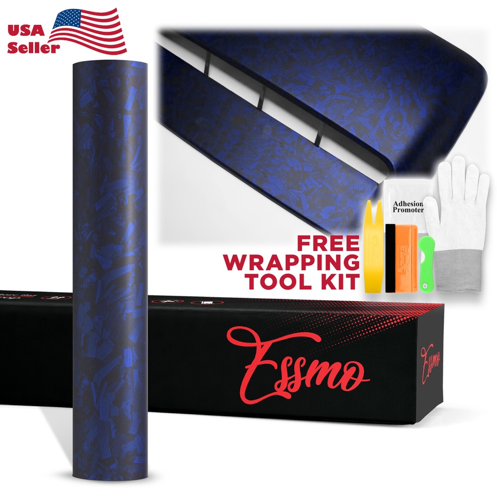 ESSMO PET Marble Forged Matte Carbon Fiber Royal Blue Car Vehicle Vinyl Wrap