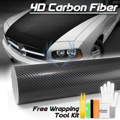 4D Carbon Fiber Black Semi Glossy Vinyl Wrap Decal Sheet Bubble Free Sheet Film