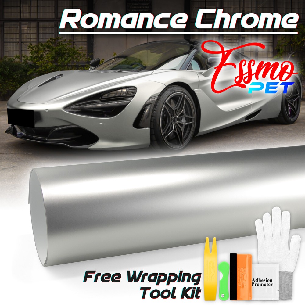 ESSMO PET Romance Chrome Silver Auto Car Vehicle Vinyl Wrap Decal Sticker Paint